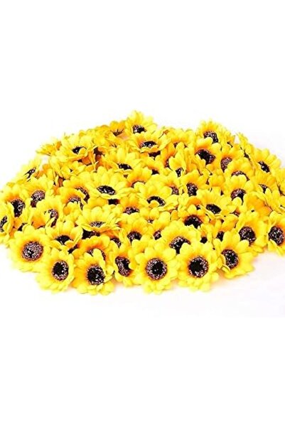 Generic SakonGJie عباد الشمس الاصطناعي المزيف، 50 قطعة من رؤوس الزهور لتزيين ...