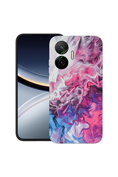 bestcase Carcasă ultra subțire TPU Mat pentru Poco F7, roz marmorat și albast...