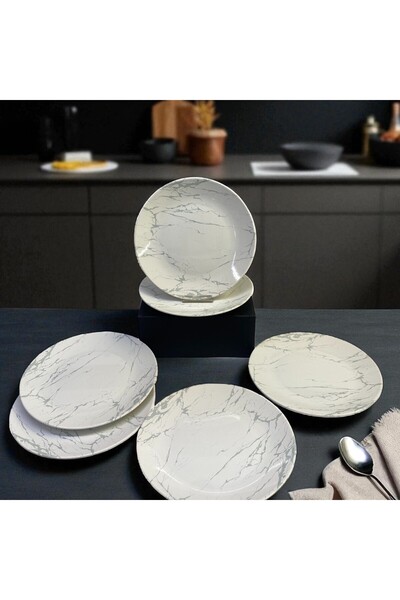 Keramika Marble Serving Plate 26 cm 6 Pieces