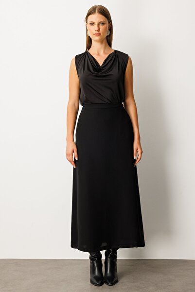 Ekol Максі-спідниця з крепу 2031-26k Чорна