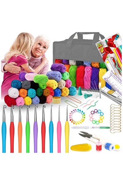 Other Trusă de croșetat, fire, XXL, croșete, accesorii, 113 piese, DIY