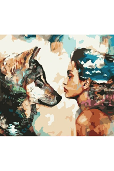 Other DIY Wolf Woman Painting by Numbers Kit with Frame, Art Entertainment