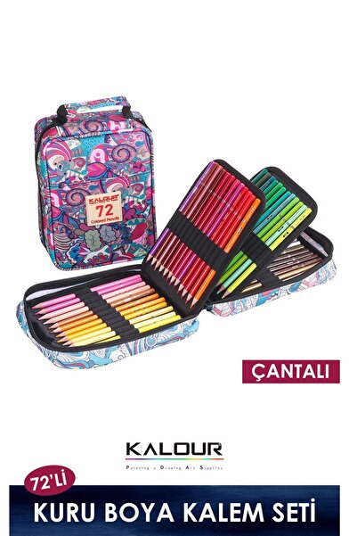 kalour Kuru Boya Kalem Seti 72 Renk, Çantalı (Defter+Kalemtraş Hediyeli)