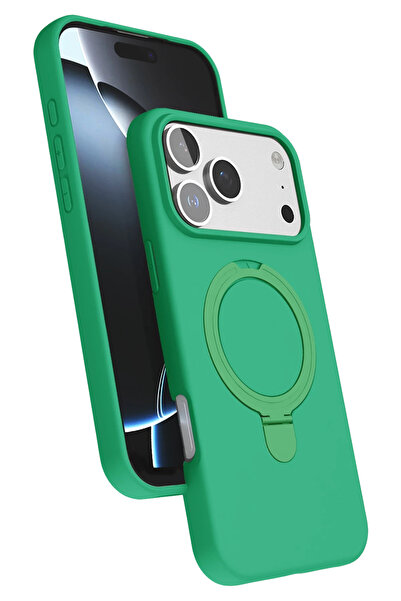 Nezih Case Apple iPhone 17 Pro Max Uyumlu İçi Kadife Stand Olabilen Halka Yüz...
