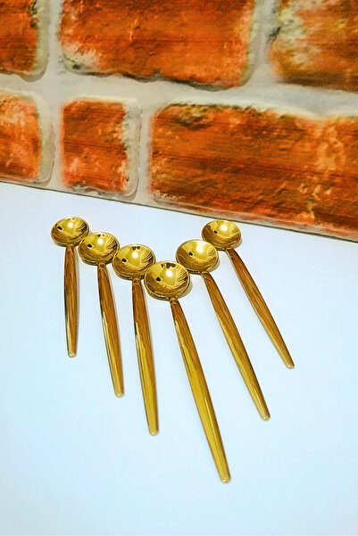 ELEGANCEV Stainless Steel Long Handle Gold Tea Spoon - 6 Pieces - Simple - 12.5 cm