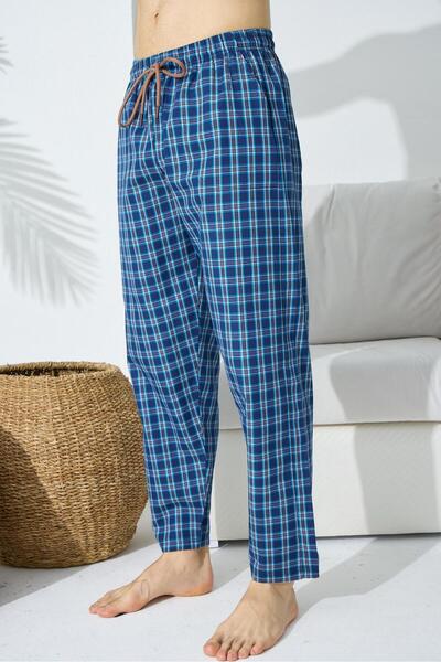 KLY 173 Ανδρικό βαμβακερό ποπλίνο μονόχρωμο πιτζάμα κάτω μέρος