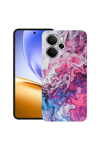 bestcase Carcasă ultra subțire TPU pentru Realme 14 5G, cu design roz marmora...