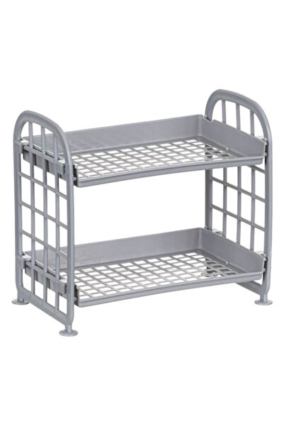 SHOPIENS Raft de bucătărie din plastic gri cu 2 niveluri Shopiens®, 22 x 14 x...
