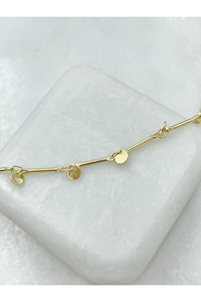 Seda Bijuteri Altın Kaplama Pul Sallantılı Boru Zincir Kolye Gold