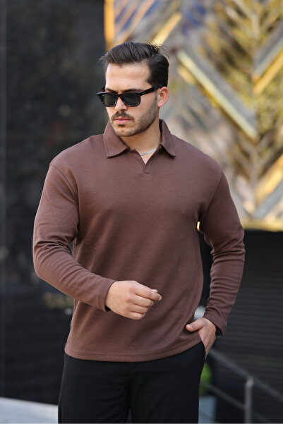 BY İMPALA MODA Men's Double Face Fabric Polo Neck Oversize Sweatshirt