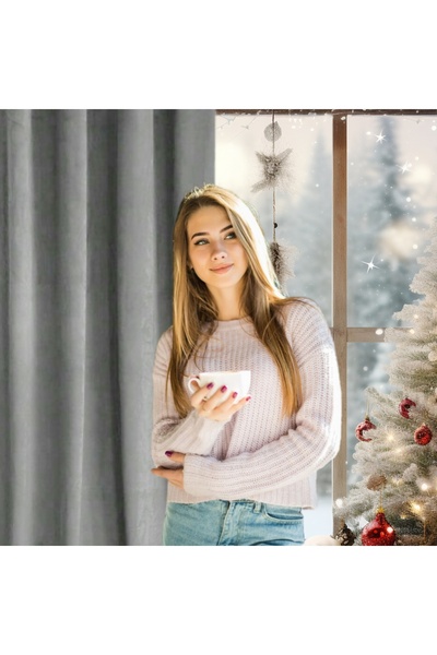 Other Blackout curtain 250x140 with eyelets, grey velvet, thick