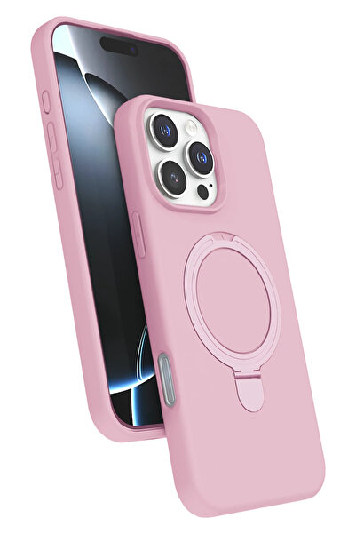 Nezih Case Apple iPhone 14 Pro Max Uyumlu İçi Kadife Stand Olabilen Halka Yüz...