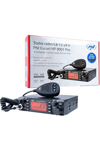 PNI Stație Radio CB Escort HP 9001 PRO, ASQ Reglabil, AM/FM, 12V/24V, 4W, Sca...