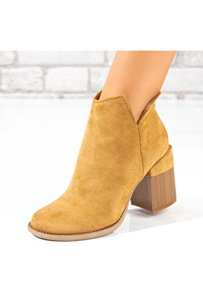 Modlet.ro Women's brown suede thick heel ankle boots MOD10382