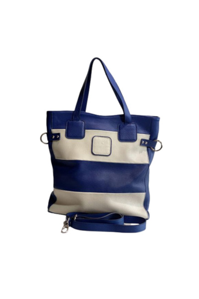 ANNA FELLINI Geanta dama piele, ANNA FELLINI, Laura 42, albastru, 33x7x35 cm