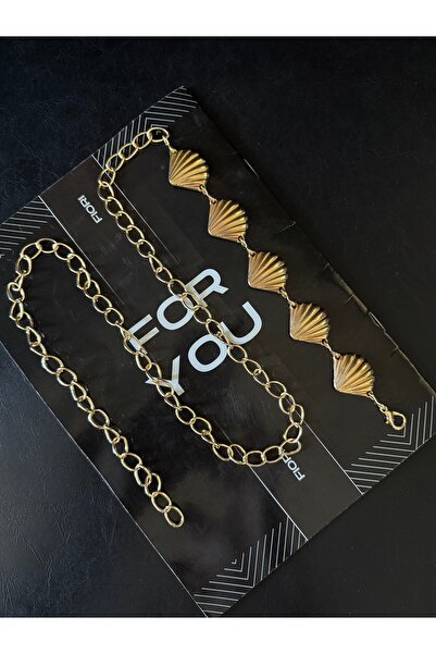 Fiori Gold Detaylı İsridye Zincir Kemer Bel Kemeri,Elbise Kemeri,Etek Kemeri,Pantolon Kemeri