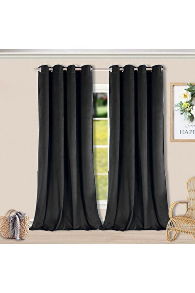 Other Velvet curtain with eyelets - black