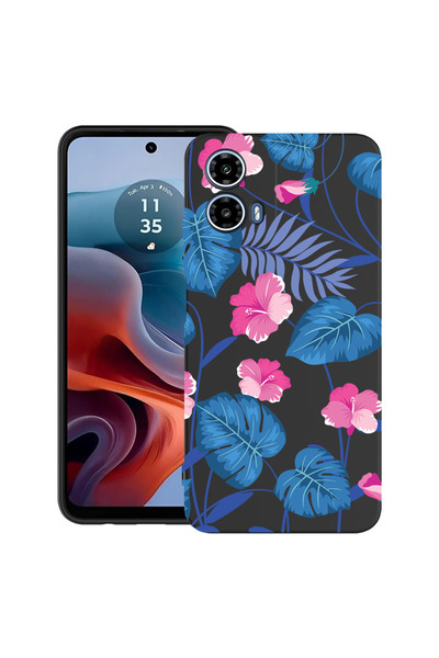 bestcase Carcasă ultra subțire TPU pentru Motorola Moto G45, flori albastre t...