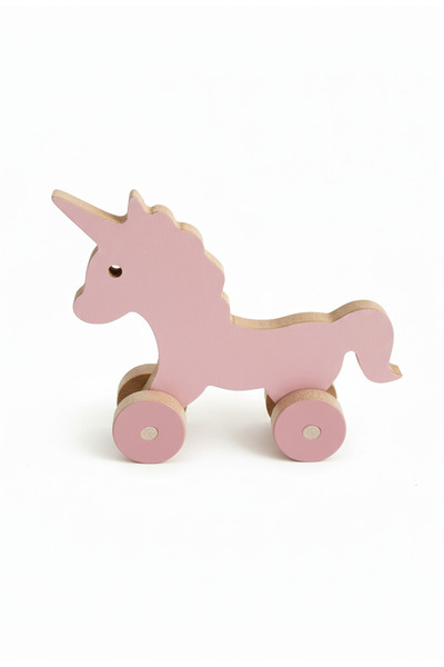 HOBBY HOUSE Wooden Unicorn Figure with Wheels