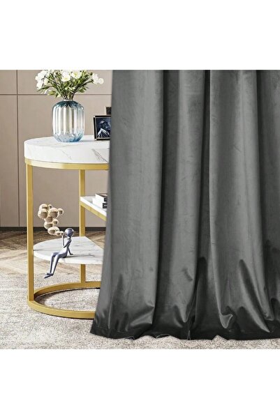 Other Velvet curtain made with thick grey frog ribbon, opaque.