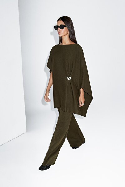 Massimo Dutti Dikiş detaylı wide leg triko pantolon