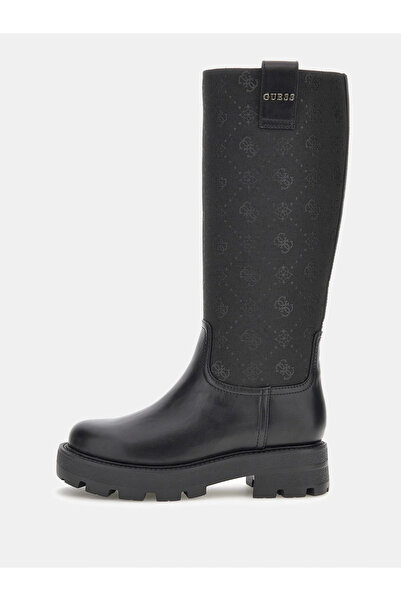 Guess Kadın Yannis Monogram Desenli Kalın Tabanlı Çizme - Siyah
