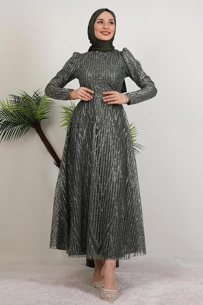 giz astore Elisa Tesettür Abiye Haki