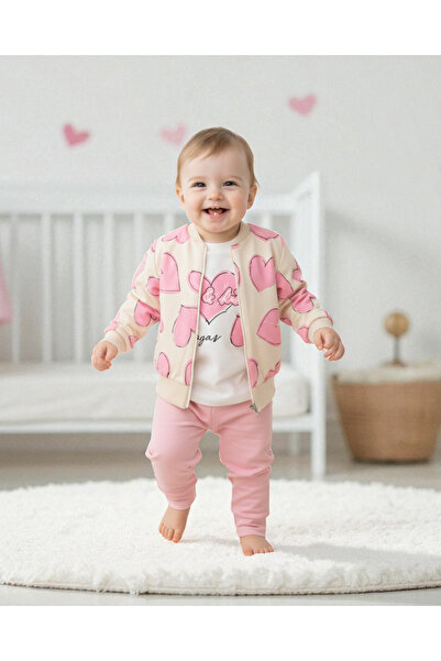 voyyo kids baby طقم موسمي للفتيات الصغيرات مكون من 3 قطع – سترة مطبوعة على شك...