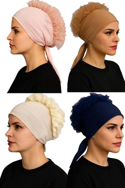 ALADİYAR bone 4 bucăți bonete cu volane negre