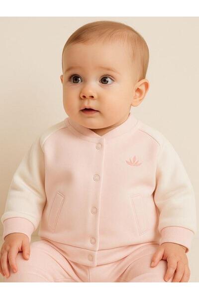 Zekids Kız Bebek Pamuklu Organik Bomber Ceket