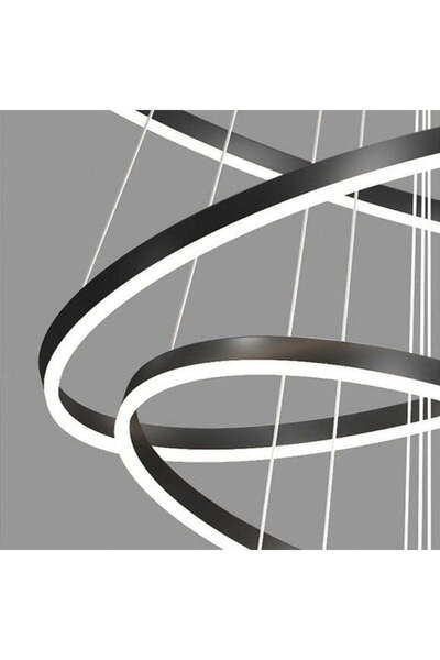 Alessandro DESIGN Κρεμαστός πολυέλαιος LED με τηλεχειριστήριο CASIANA 69W, 2 κύκλοι, μαύρο, ρυθμιζόμενο ύψος