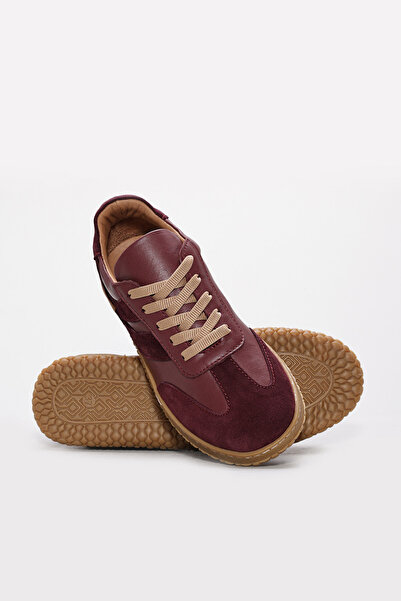 Ayakkabıhane Genuine Leather Inside and Out Burgundy Women's Casual Daily Shoes Ah082462612109