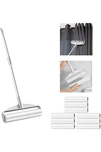 Generic Lint Remover Reusable Lint Roller with 9 Refiils & Long Handle 50~90CM Adjustable Pet Hair Remover S