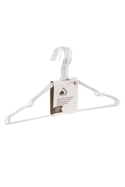 SHOPIENS Set 6 umerașe metalice Shopiens®, albe, 40 cm