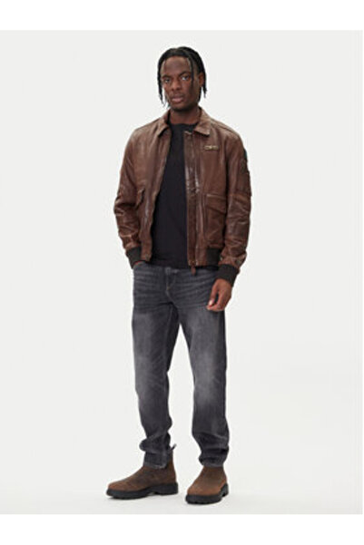 Aeronautica Militare Geacă de piele bărbătească 252PN0963U100839 Multicoloră