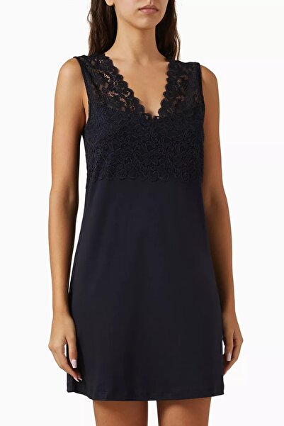 Hanro Moments Cotton Nightgown Black Lace Detailed Luxury Design