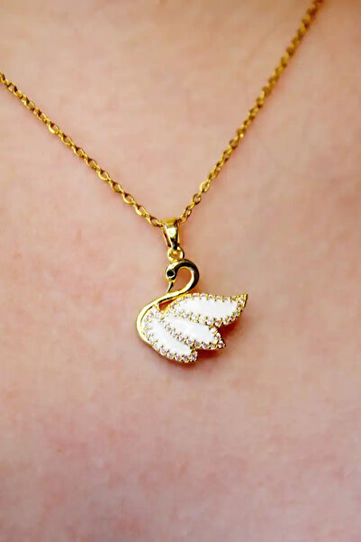 Harlofia Jewelry Steel Enamel White Swan Necklace