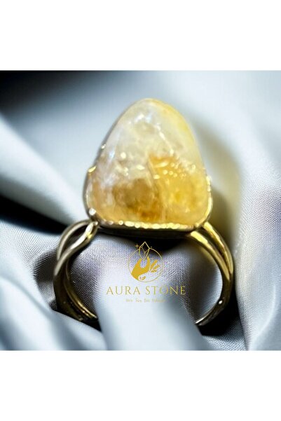 AURA STONE Aurastone Citrine Natural Stone Steel Ring
