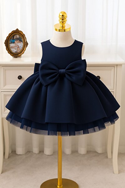 NSMLİFE Kız Bebek Seda Model Lacivert Doğum Günü Elbise