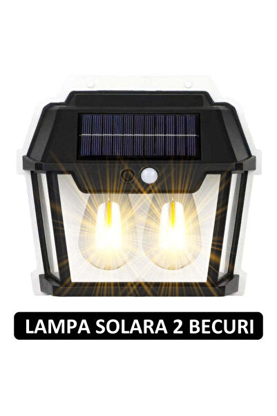 OEM Lampa Solara LED de Perete, 2 Becuri, Senzor, 3 Moduri de Lumina