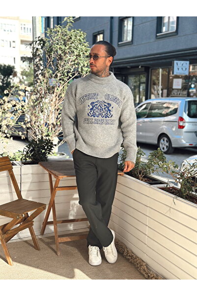 manch collection Світшот з вишивкою «Yarım Balıkçı Önü» Сірий