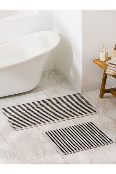 LC Waikiki Sparkling Choices from Shining Store |   Stripe Embroidered Bath Mat 60X100 cm 2-Pack