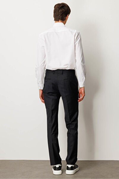 Desen Triko Men's Wool Blend Trousers with Pockets Black