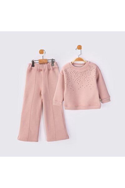 Lmn TAŞ BASKI 3İP ŞARDONLU KIZ ÇOCUK TAKIM