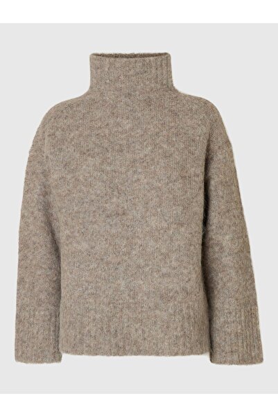 Selected Femme Pullover mit hohem Kragen Wollmix
