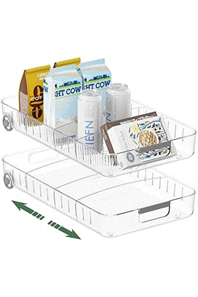 Generic YelaJoy - عبوتان من صناديق تنظيم الثلاجة بعجلات - حاويات تخزين بلاستي...