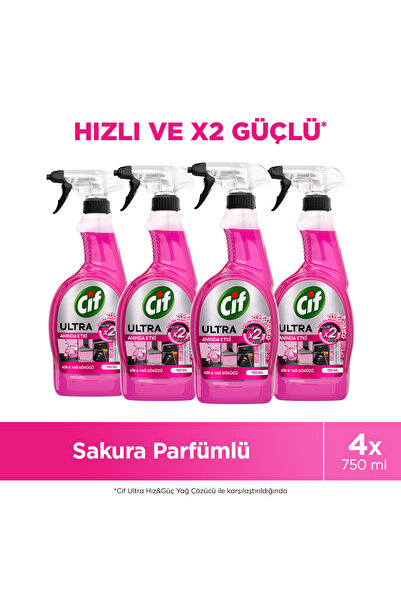 Cif Ultra Anında Etki Kir & Yağ Sökücü Sakura x4