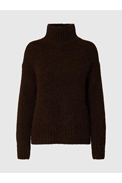 Selected Femme Pullover mit hohem Kragen Wollmix