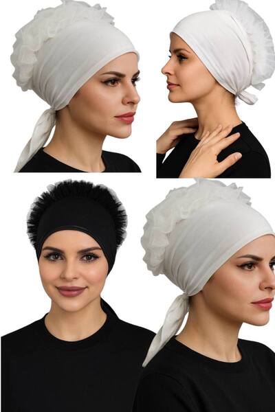 ALADİYAR 4 قطع من قبعات البوينت المكشكشة باللون الأسود