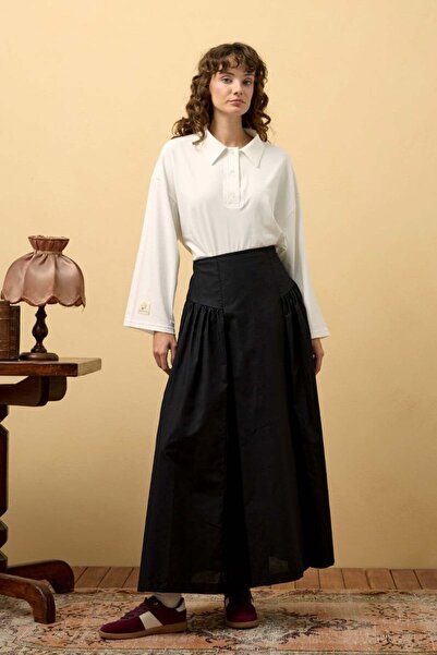 Ceylan Otantik Εκρού Μονόχρωμο Μπλουζάκι με Λαιμόκοψη